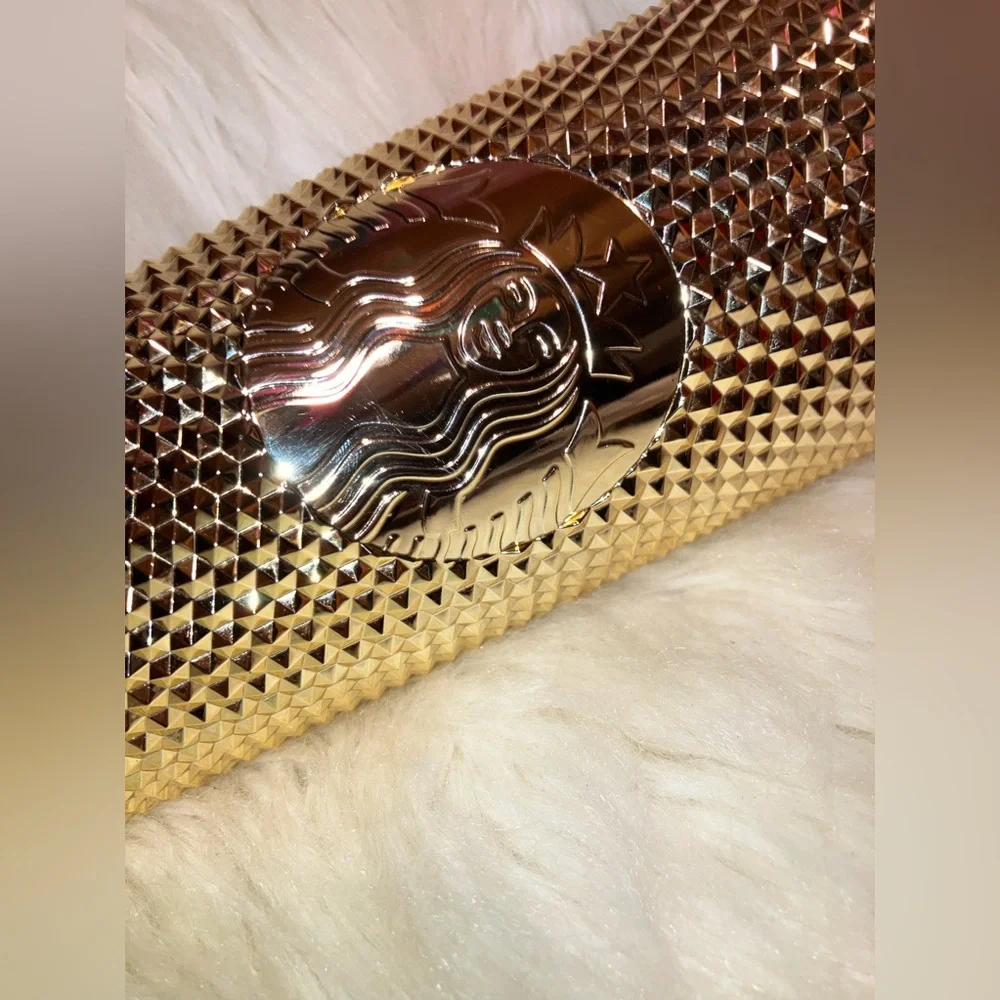 Gold Starbucks Studded Bling Cold Cup Tumbler 24oz. Christmas 2022 - Picture 6 of 6